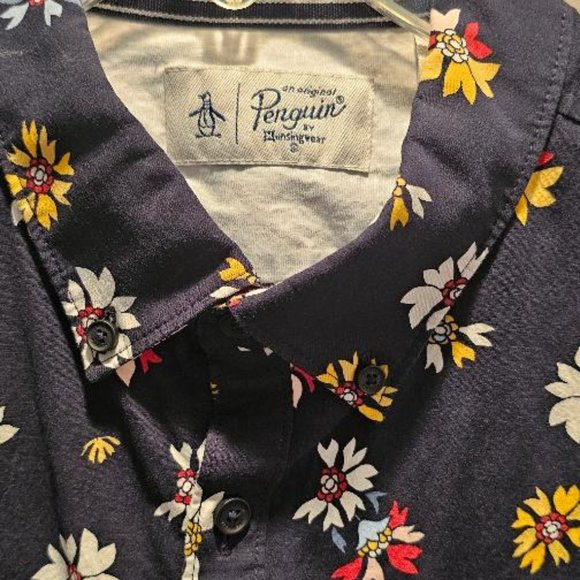 PENGUIN short sleeve shirt - Size XL - navy blue floral print - Picture 3 of 4